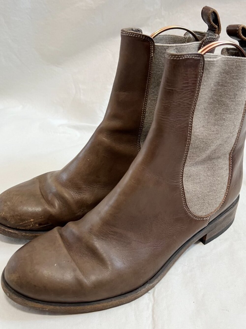Brunello Cucinelli Chelsea Boots taupe brown leather IT 36 US 6 ankle booties - Picture 3 of 13
